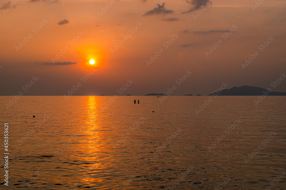 Beautiful sunset on Koh Lipe at the southern sea, Thailand