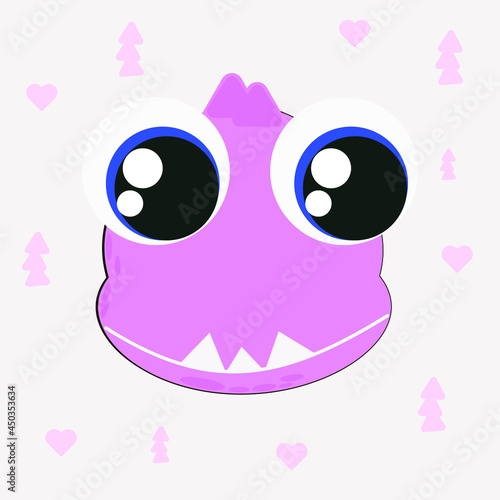 Cute pink dinosaur vector illustration on white background