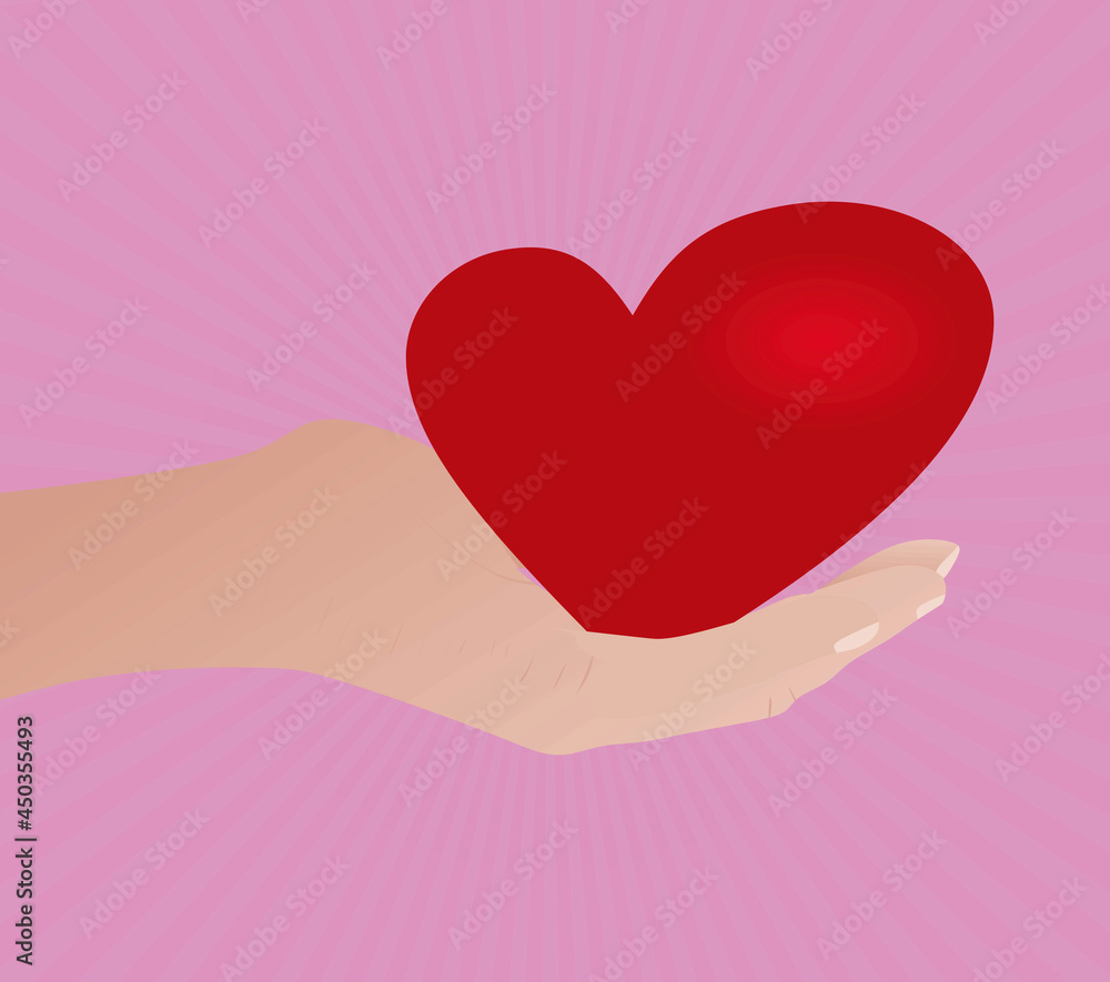 Hand hold heart. vector illustration Hand hold heart. vector illustration