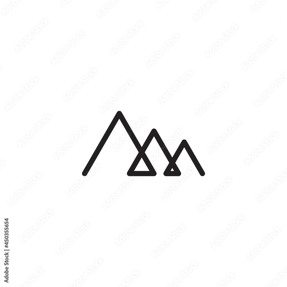 Three Mountains Minimalist Line Connecting Logo Three Mountains Minimalist Line Connecting Logo