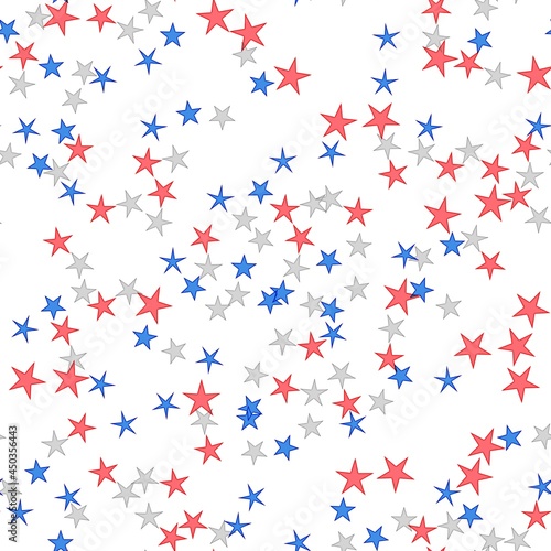 Seamless red white and blue stars background pattern