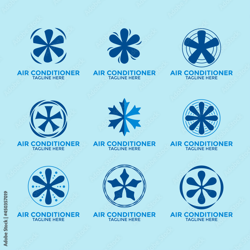 Set of Air Conditioner Emblem Design Template