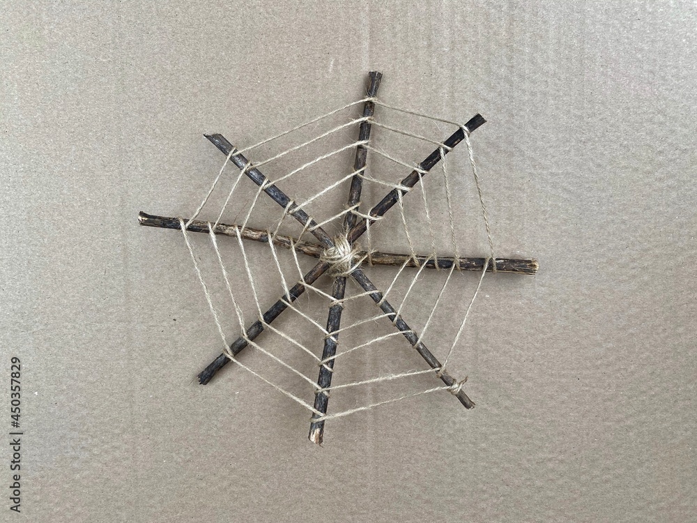 How to make a web from sticks and rope, step by step, children's master class. How to make a web from sticks and rope, step by step, children's master class.