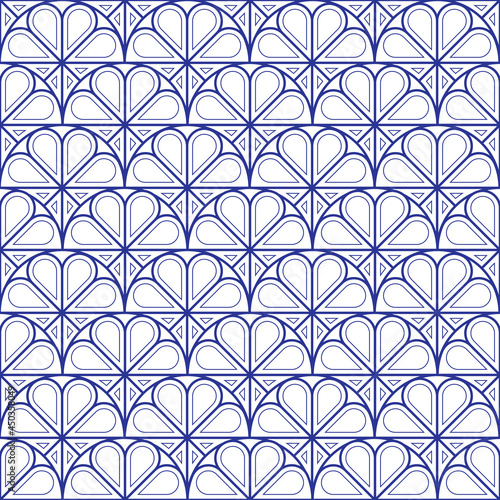 Abstract blue and white Thai ceramic pattern.