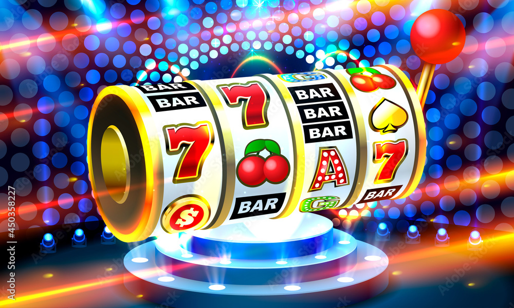 Slots 777 banner, golden coins jackpot, Casino 3d cover, slot machines. Vector Stock Vector | Adobe Stock
