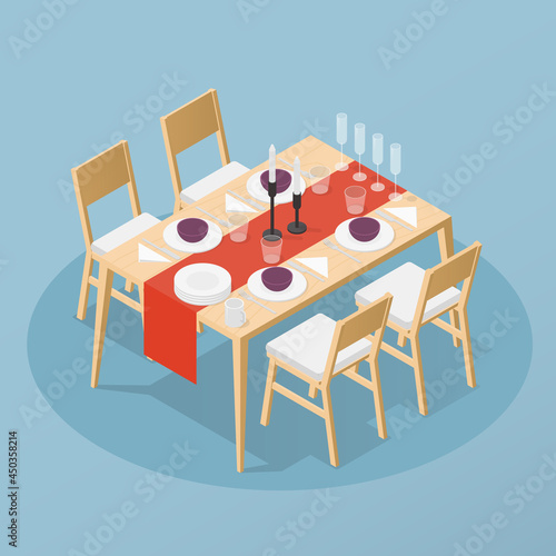Isometric Table Setting Illustration