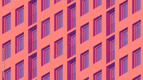Isometric Building Facade Illustration