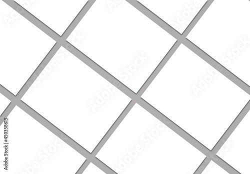 Empty White Diagonal poster mockups lying on neutral Grey background (Flat lay) . Many Blanks Mock Up in gray background laying diagonally. 3D illustration for Design Branding and brand identity 