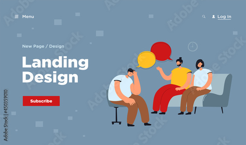 Depressed people counseling with psychologist isolated flat vector illustration. Cartoon characters talking with doctor on psychotherapist sessions. Group therapy and support concept