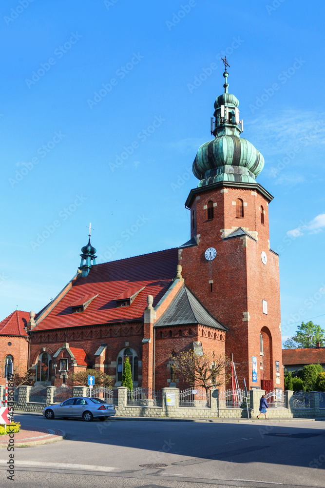 Obraz premium ZEMBRZYCE ,POLAND - JUNE 01, 2021: Church of St. John the Baptist in Zembrzyce, Poland.