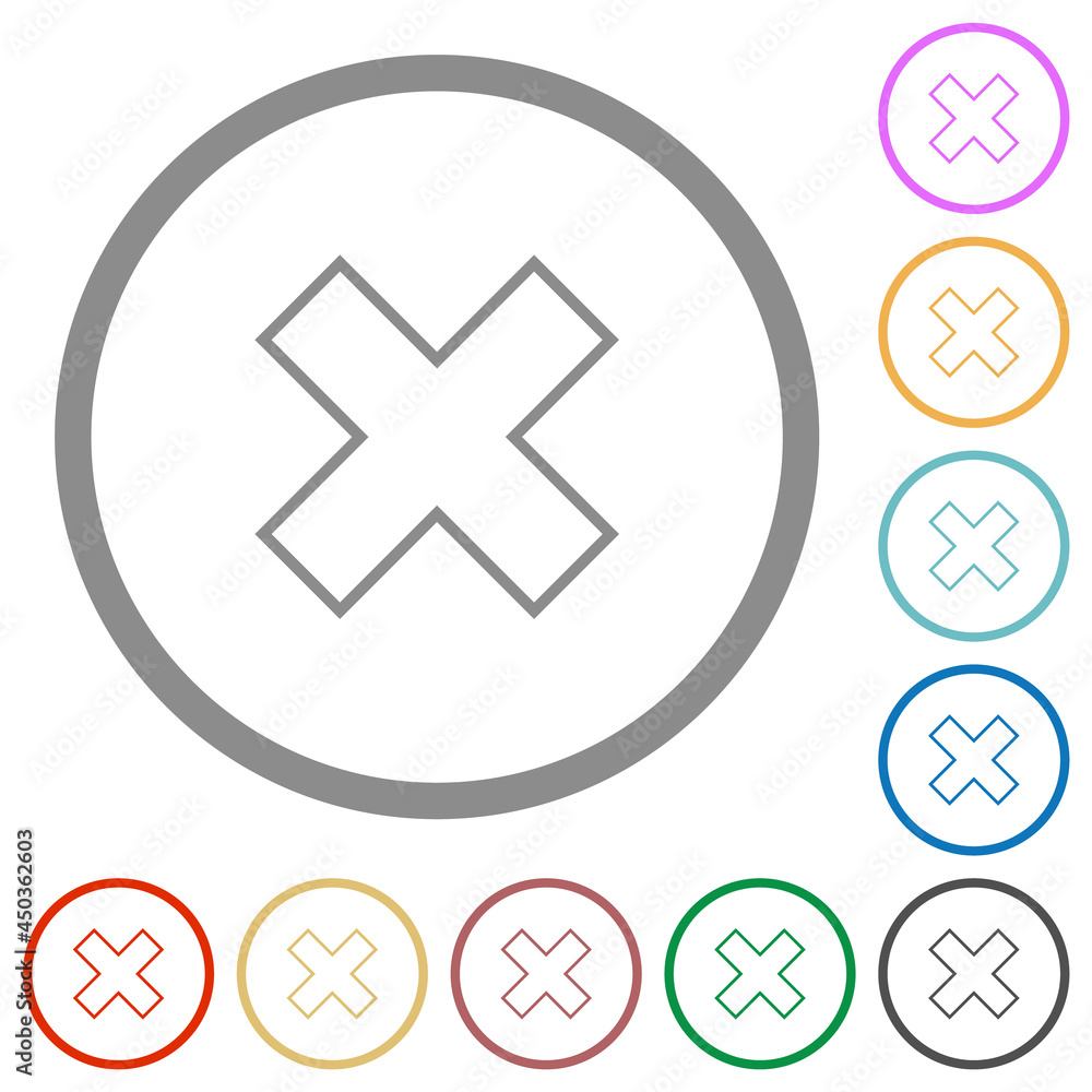 Cancel outline flat icons with outlines Cancel outline flat icons with outlines