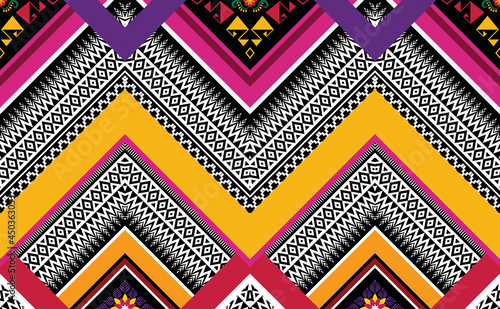 Geometric ethnic pattern vector background. seamless pattern traditional,Design for background, wallpaper, Batik, fabric, carpet, clothing, wrapping, and textile. Colorful ethnic pattern illustration.