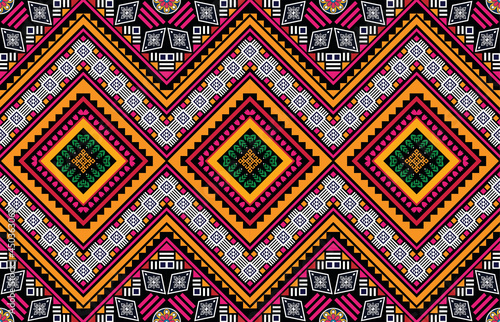 Geometric ethnic pattern vector background. seamless pattern traditional,Design for background, wallpaper, Batik, fabric, carpet, clothing, wrapping, and textile. Colorful ethnic pattern illustration.