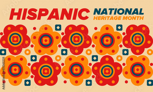 National Hispanic Heritage Month in September and October. Hispanic and Latino Americans culture. Celebrate annual in United States. Poster, card, banner and background. Vector illustration