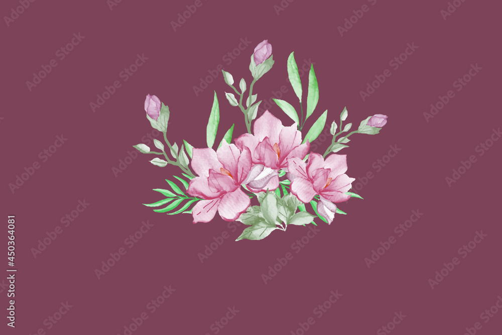 Fototapeta premium Watercolor floral set isolated on a white collection of roses, leaves, branches bundle in pastel pink, grey, green, botanical illustration. Use for menus, invitations, wedding design, etc.