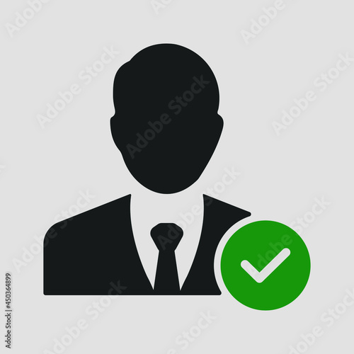 Successful businessman vector icon. Checked official male silhouette man isolated sign design.