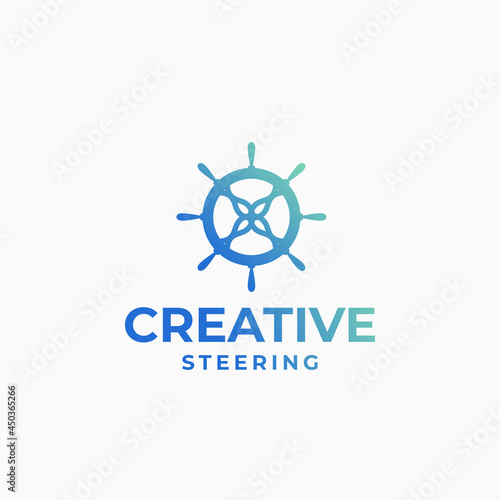 Creative steering logo, wheel logo, marine design, boat logo, yacht design, direction logo concept