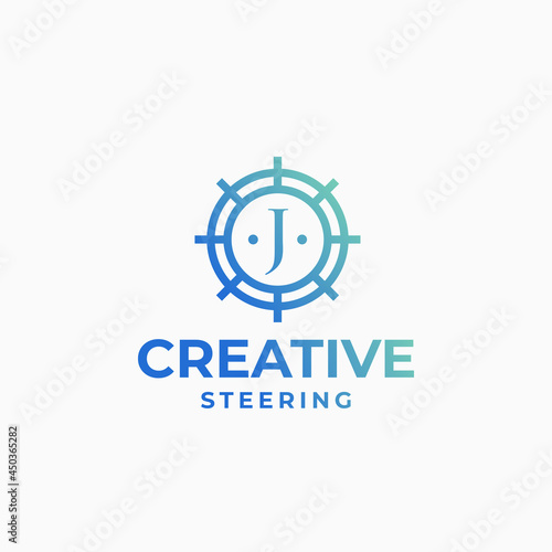 Creative steering logo, wheel logo, marine design, boat logo, yacht design, direction logo concept