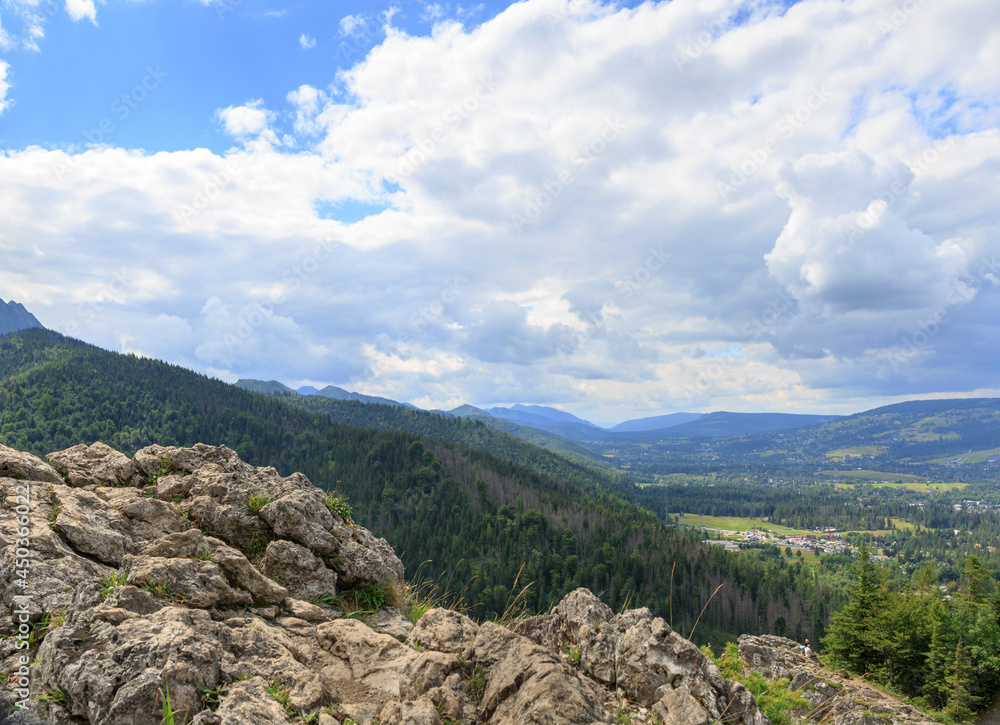 Mountain landscape in summer. View from hill Nosal in Tatra Mountains, Poland