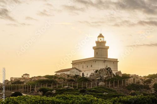 Lighthouse in Capo Testa at sunset, Sardinia
