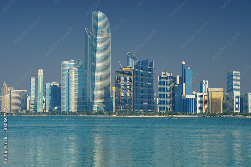 Abu Dhabi city skyline and skyscrapers - United Arab Emirates Abu Dhabi city skyline and skyscrapers - United Arab Emirates