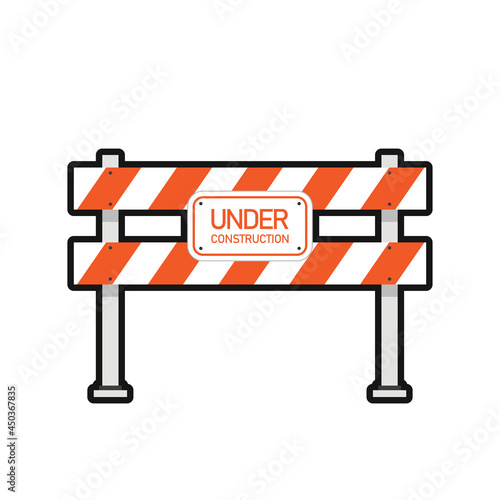 Construction sign. barricade block vector. fence vector. wallpaper. free space for text.