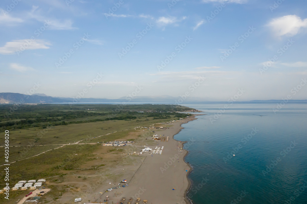 Aerial view at beach on Ada Bojana island in Montenegro