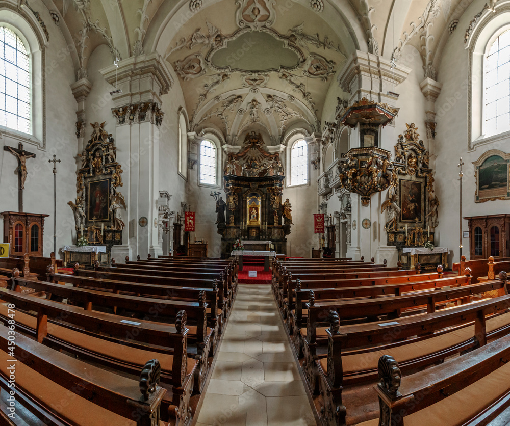 Church Hohenrechberg - inside view , Germany, BW