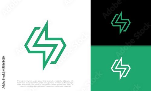 Flash Electric Logo Bolt Energy Company, Innovative high tech logo template. 

