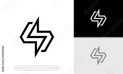 Flash Electric Logo Bolt Energy Company, Innovative high tech logo template. 
