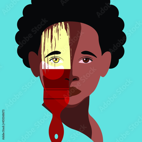 violence against children - identity erased - black boy with brush mark on his face