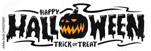 Happy Halloween Text Banner, Vector