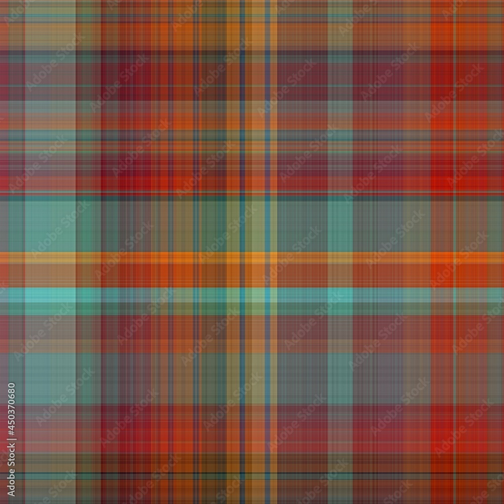 Seamless red orange teal madras plaid background pattern Seamless red orange teal madras plaid background pattern