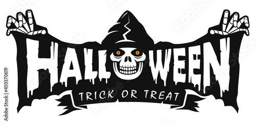 Happy Halloween Text Banner, Vector