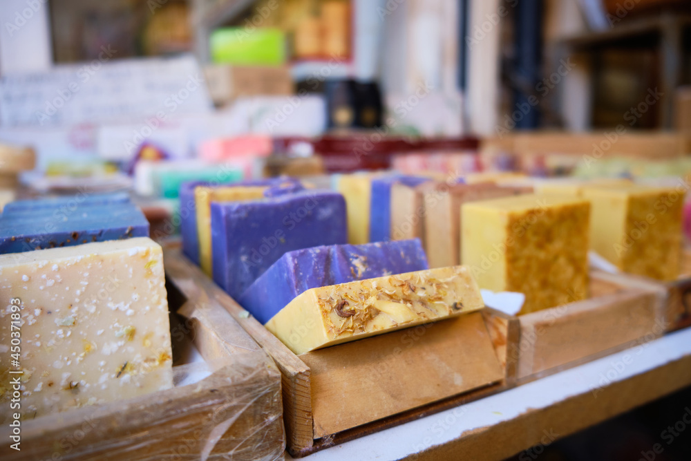 Natural traditional turkish bittim soap. Craft soap bars at traditional store counter. Handmade soap with natural additives and extracts. Natural traditional turkish bittim soap. Craft soap bars at traditional store counter. Handmade soap with natural additives and extracts.