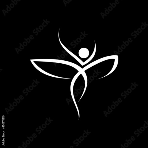 Human yoga form in abstract lotus symbol. Vector illustration. Relaxed concept, Logo design and icon template , yoga logo woman spa 