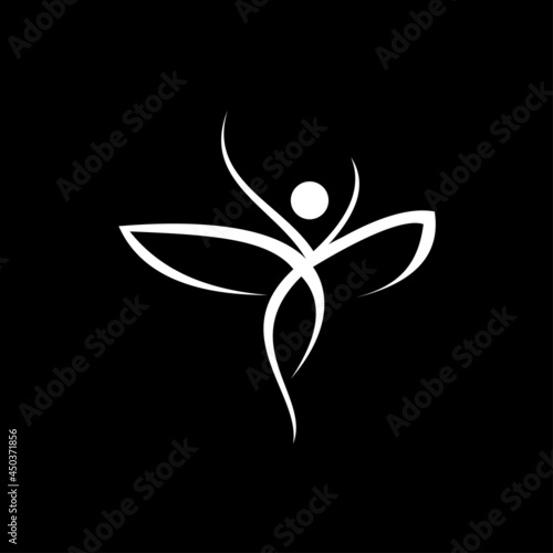 Human yoga form in abstract lotus symbol. Vector illustration. Relaxed concept  Logo design and icon template
