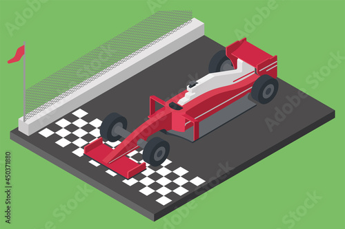 Isolated isometric 3d formula one car