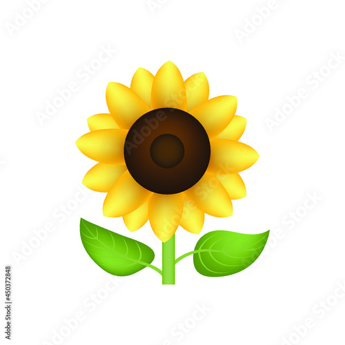 Sunflower vector emoji illustration isolated on white background.