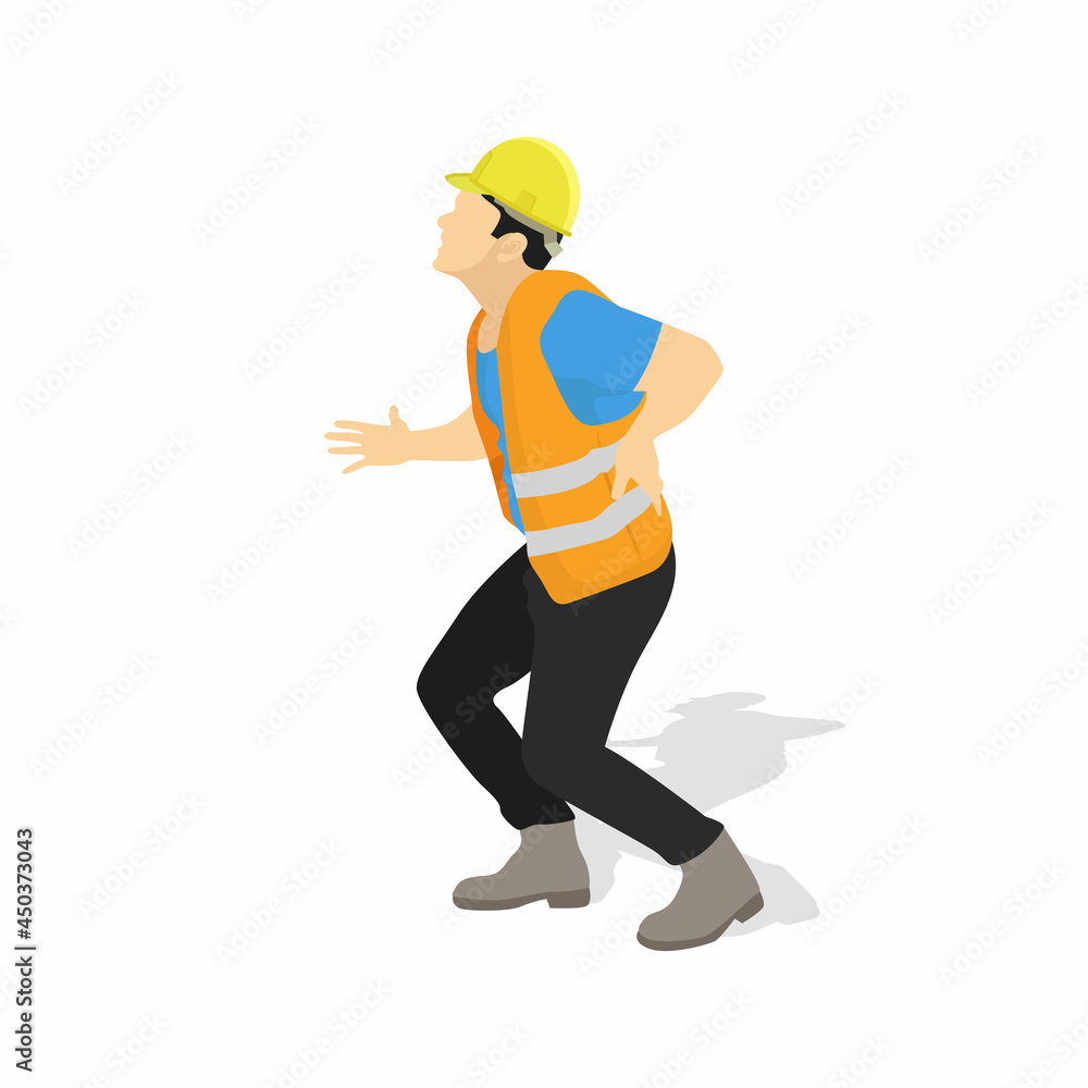 Worker back pain vector graphics Worker back pain vector graphics
