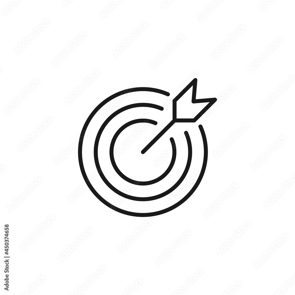 Line icon of arrow in center of target Line icon of arrow in center of target