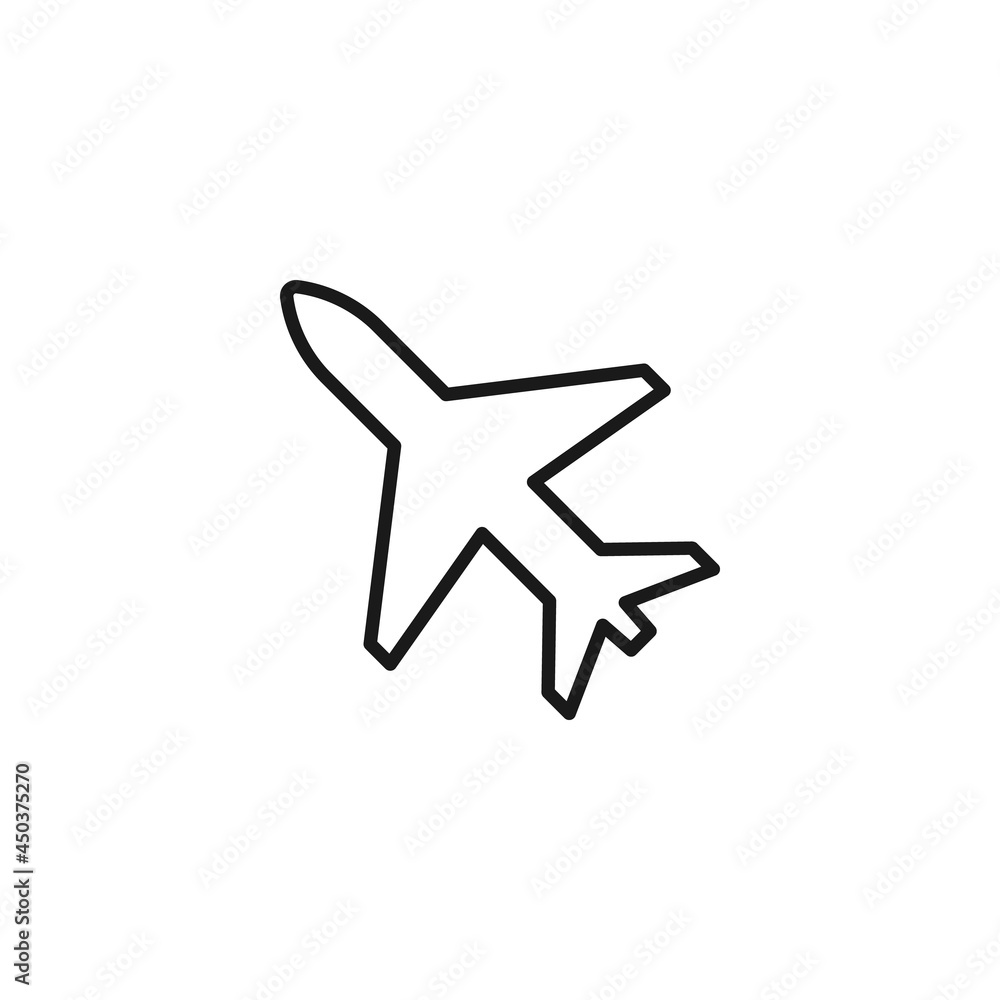 Line icon of airplane flying and leaving contrails Line icon of airplane flying and leaving contrails