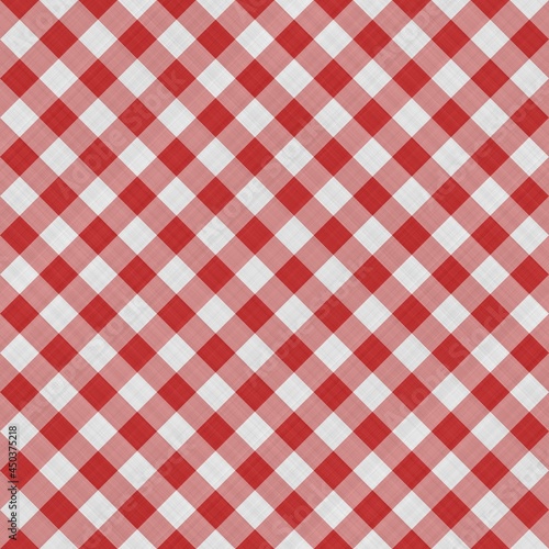 Seamless red and white picnic tablecloth background pattern