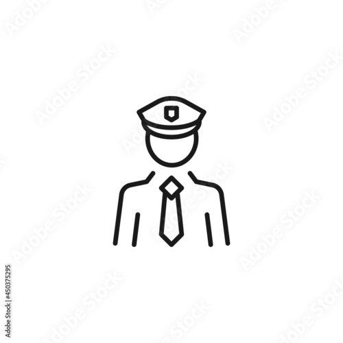 Line icon of faceless pilot in cap and uniform