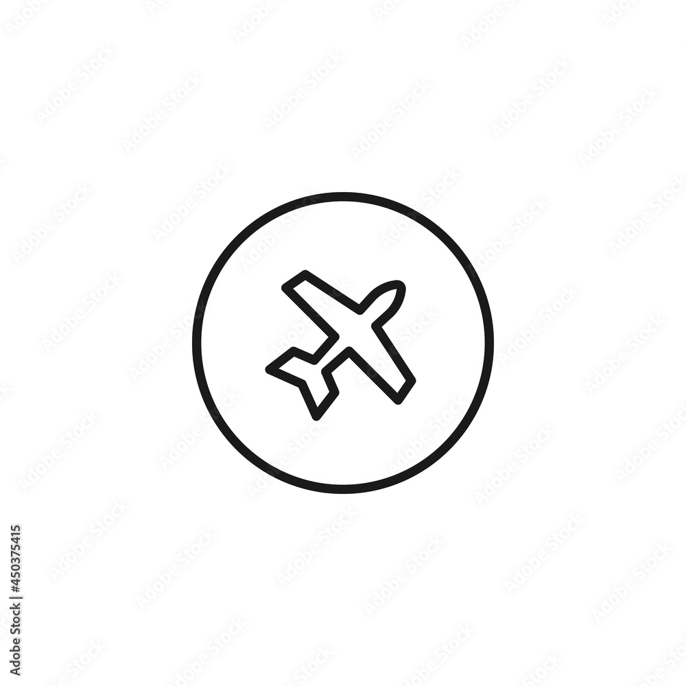 Line icon of airplane flying and leaving contrails Line icon of airplane flying and leaving contrails