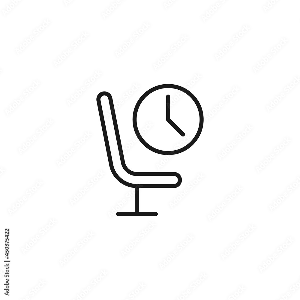 Line icon of seat by watch in airplane Line icon of seat by watch in airplane