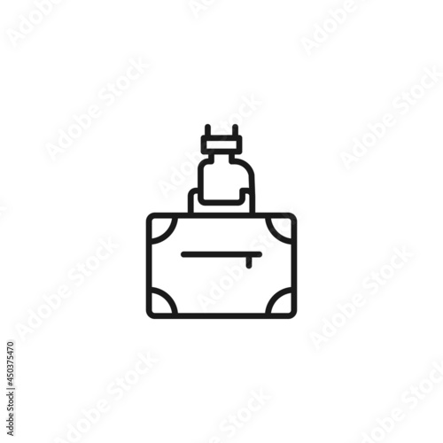 Line icon of faceless person carrying bag in airport