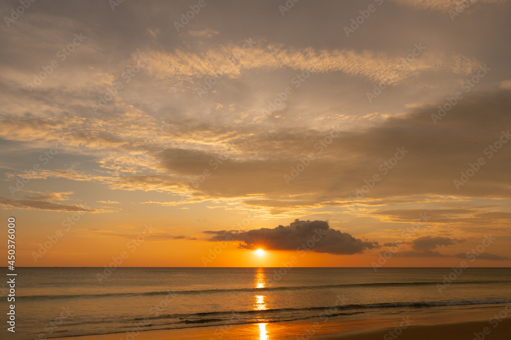 Beautiful sky with cloud sunset background.