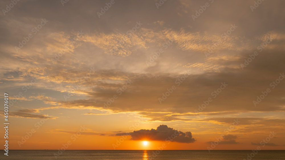 Beautiful sky with cloud sunset background.