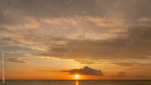 Beautiful sky with cloud sunset background.